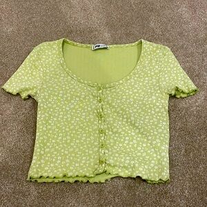 Green floral top
